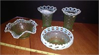 Green Basket Weave Glass