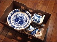 Small box of blue Delft China.