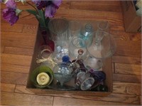 Box of vases and candle holders.