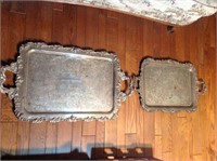 Two large silver plate trays.