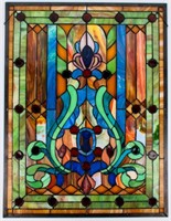Arts & Crafts Cut Stained Glass Window Panel