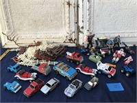 Lot of Old Toy Cars & Lots of Toy Fencing