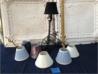 Small Metal Tricycle Lamp / Lot of Shades