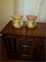 Mauve Hand painted ceramic pots with yellow