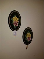 Pair of Italian wall plaques with pi k and yellow