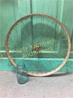 Old metal spoke bicycle wheel