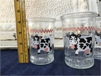 4 Vintage Little Jelly Jars with Cows