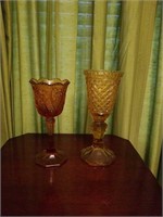 Group of Amber Colored candle holders