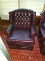 Matching chair maroon and black leather look