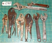 Grouping of Vise Grip Type Pliers & Crescent Wrenc