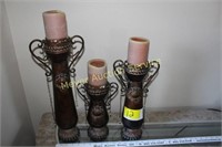 Set of 3 Candle Holders, Candles