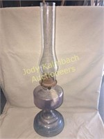 antique Amethyst tone glass oil lamp