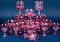 Pressed Pink Glass Goblets / Dessert Set
