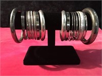 Lot of Silver Colored Bangle Braclets