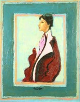 DAVID ADICKES "PORTRAIT OF A WOMAN" OIL, 1960