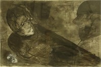 JOSE LUIS CUEVAS "CADAVER Y PAYASO" INK WASH, 1973