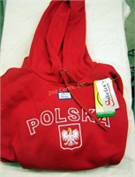 New Red Polish Hoodie Size Large