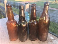4 antique brown beer bottles Borghoff & more