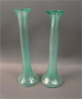 Pair 9 ½ - ¾” Diamond Ribbed Bud Vases – (Ice)