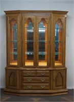 Keller Oak Formal Lighted China Cabinet and Hutch