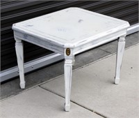 Solid Wood Distressed White Side Table
