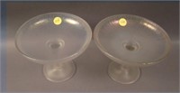 (2) U.S. Glass Stemmed Ice Cream Shaped Compotes –