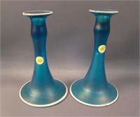 Pair Diamond Bell Based Candlesticks – Blue (see