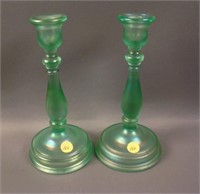 Pair Diamond Round based Candlesticks – Ice Green