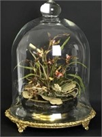 Vintage Glass & Mirror Terrarium w/ Cloisonne Vase