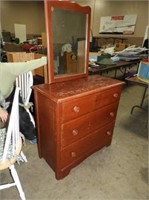 Solid Wood Chest of Drawers with Mirror