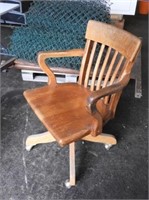 Oak Swival Office Chair, Adjustable Height