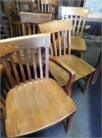 4 Antique Oak Chairs, includes 1 Captain's Chair
