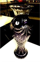 Lead Crystal Purple Vase, 16" T