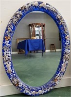 Vintage Lucite & Sea Shell Oval Mirror