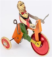 Tin Litho Pre-War Monkey on a Tricycle