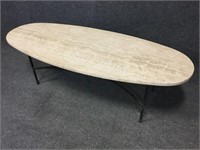 Oval Marble Top Coffee Table w/ Metal Base Italy