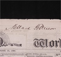 Millard Fillmore, Signed Newspaper, 1860