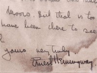 Ernest Hemingway TLS w/ Autograph Postscript