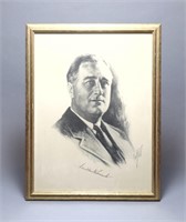 Franklin D. Roosevelt, Signed Bust Lithograph