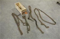 (3) 3/8 Chains Unknown Length, (2) With Hooks in