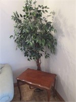 Cherry End Table and Plant