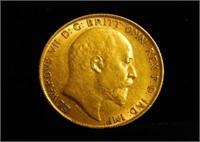 1909 BRITISH GOLD SOVEREIGN COIN