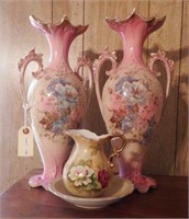 Lot #186 Pair of floral hand painted double