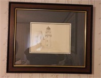Lot #54 (2) Framed pencil sketch/etchings by