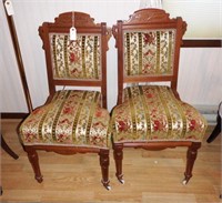 Lot #7 Pair of Victorian Walnut carved side