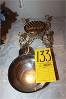 silver bowl; candle holder, flower vase combo