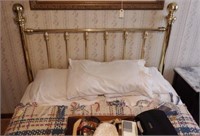 Lot #90 Brass double bed with mattress and