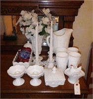 Lot #95 Large Qty of milk glass to include: