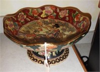 Lot #146 Oriental hand painted 15” pedestaled