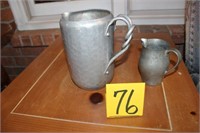 small pewter pitcher; hammered